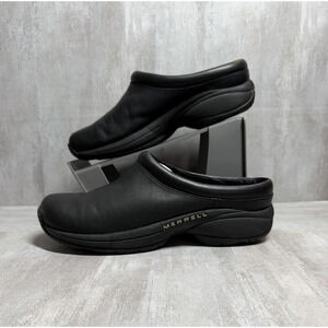 Merrell Shoes Womens Size 9.5 Black Leather Jungle Primo Slip On Clog Mule